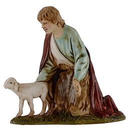 Shepherd caressing the lamb 10 cm series Landi Moranduzzo