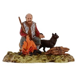 Pastore con cane al fuoco serie 10 cm Landi Moranduzzo