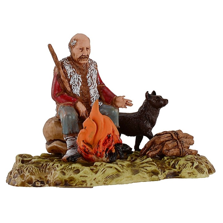 Pastore con cane al fuoco serie 10 cm Landi Moranduzzo