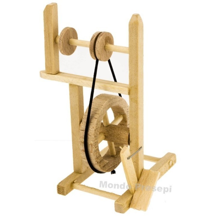 Wooden spinning wheel cm 6,5x9 h.