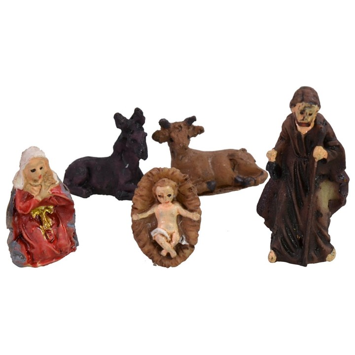 Natividad 5 figuras 3 cm en resina para Belén