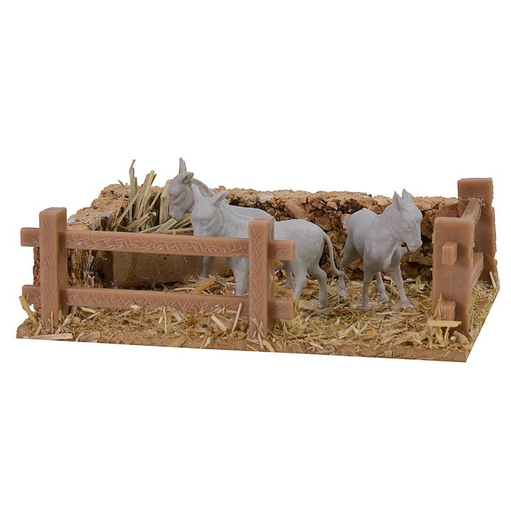 Recinto con asini per presepe - Animali presepio