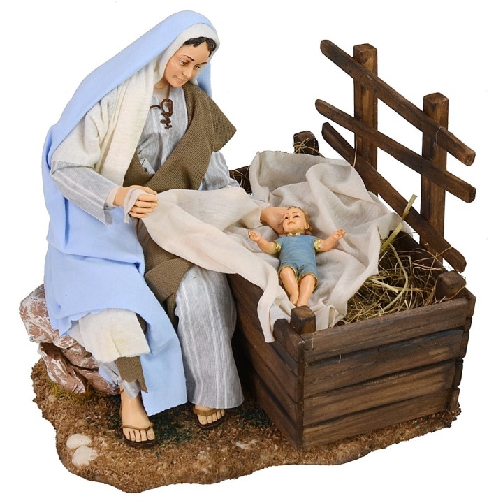 Maria with cradle and child series 30 cm Pigini