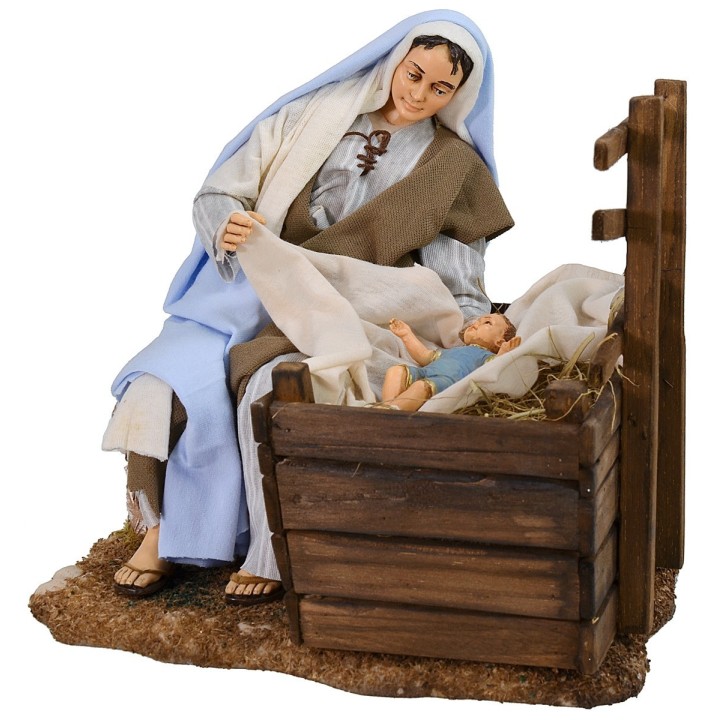 Maria with cradle and child series 30 cm Pigini