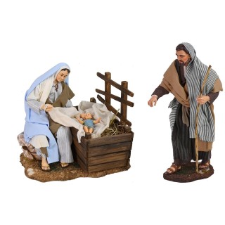 Natività 30 cm Pigini Maria con culla e San Giuseppe in piedi