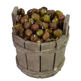 Tina de madera con aceitunas cm ø 4x4 h
