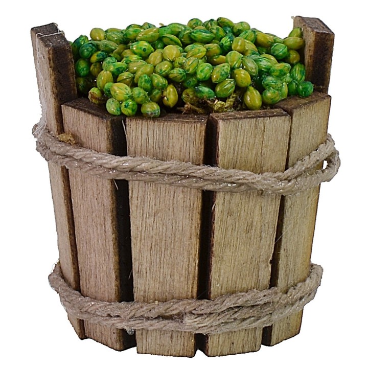 Wooden tub with olives cm ø 3x3 h
