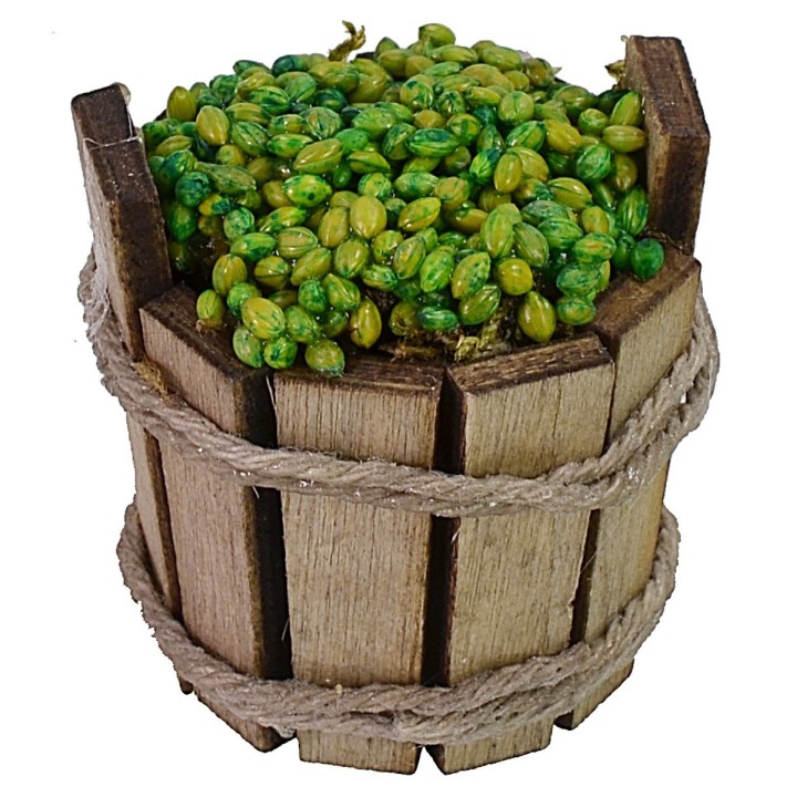 Tina de madera con aceitunas cm ø 3x3 h