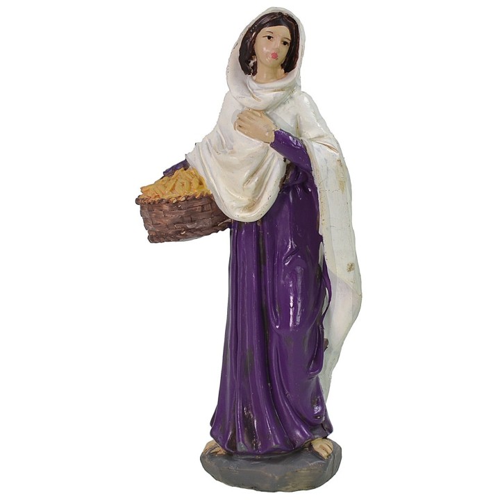 Mujer con cesta en resina 20 cm