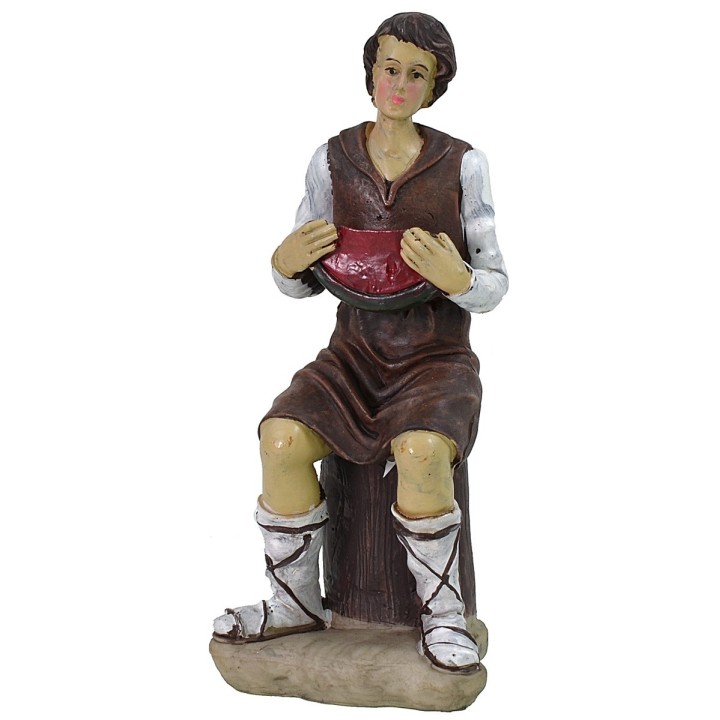 Hombre sentado con la sandía de resina serie 25 cm