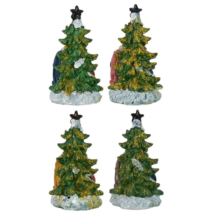 Set 4 Nativity 5.5 cm in resin with tree 5.7x5.6x10.2 cm h