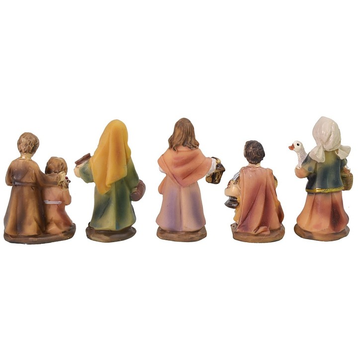 Set of 5 nativity scene resin statues 5 cm