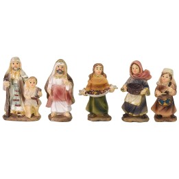 Conjunto de 5 personajes de 5 cm en resina para belén.