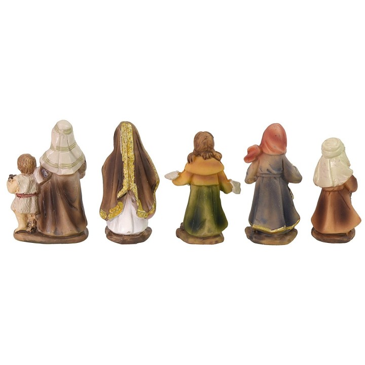 Conjunto de 5 personajes de 5 cm en resina para belén.
