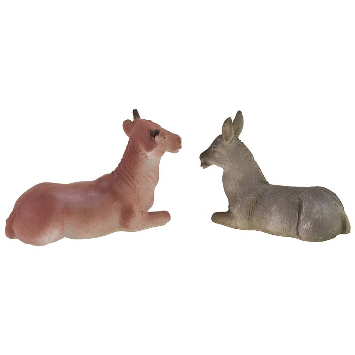 Ox and donkey in resin for nativity 10-12 cm