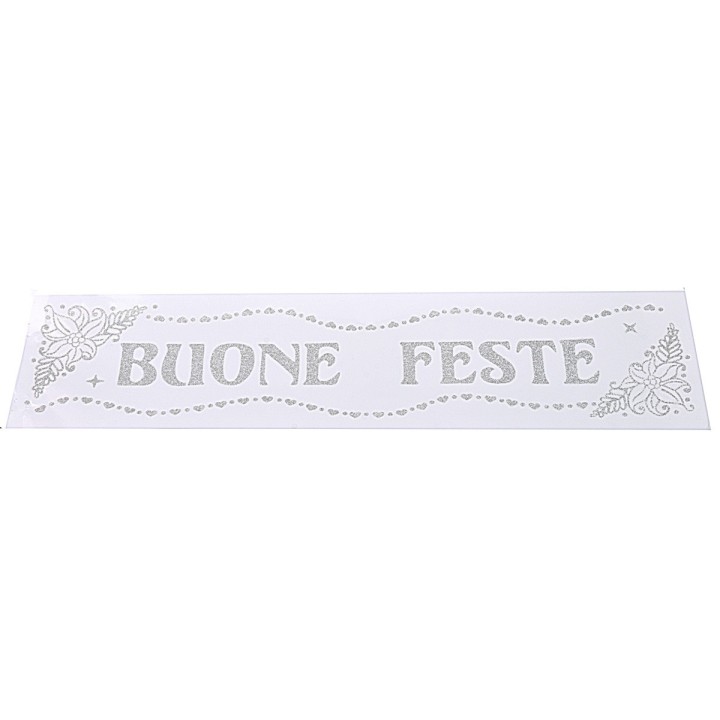 Silver glitter window sticker "Happy Holidays" cm 16x61