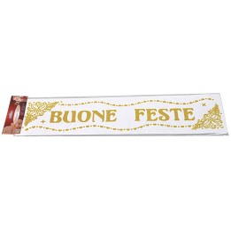 Vinilo decorativo dorado con brillo "Felices Fiestas" de 16x61