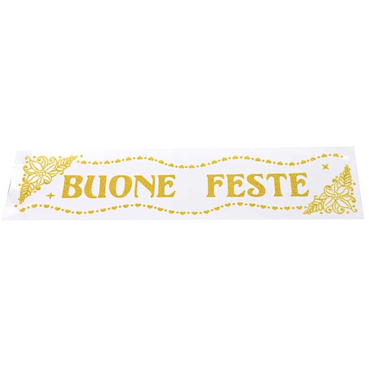 Glittery gold window sticker "Happy Holidays" cm 16x61