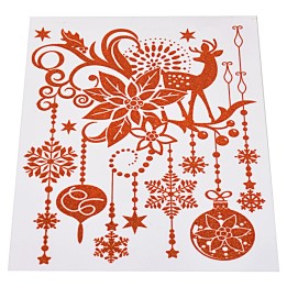 Glittered red window sticker with Christmas balls cm 31x44h