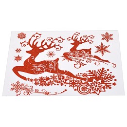 Glittered Christmas window sticker with reindeer cm 44x31h