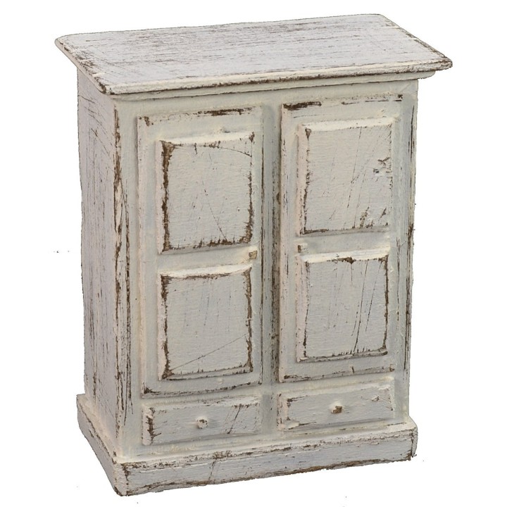 Armario blanco con puertas y cajones de 8,5x4,5x11 cm h