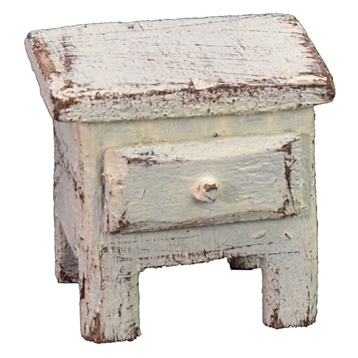 Mesita de noche de madera blanqueada cm 3,5x2,5x3,5 h