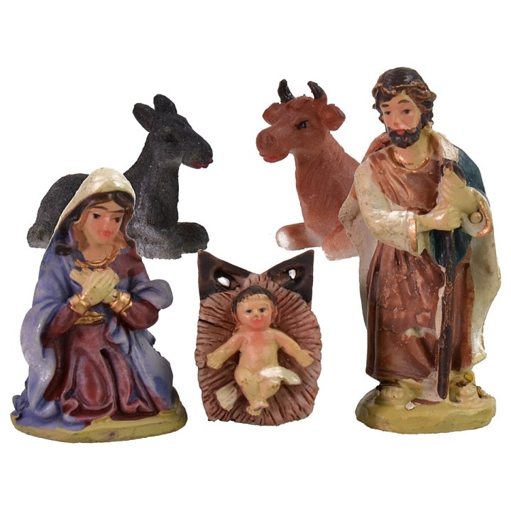 Natività 5 soggetti in resina serie 7 cm