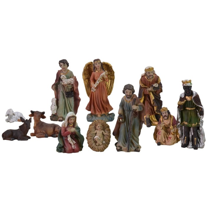 Natividad de 5 cm en resina con 11 figuras.