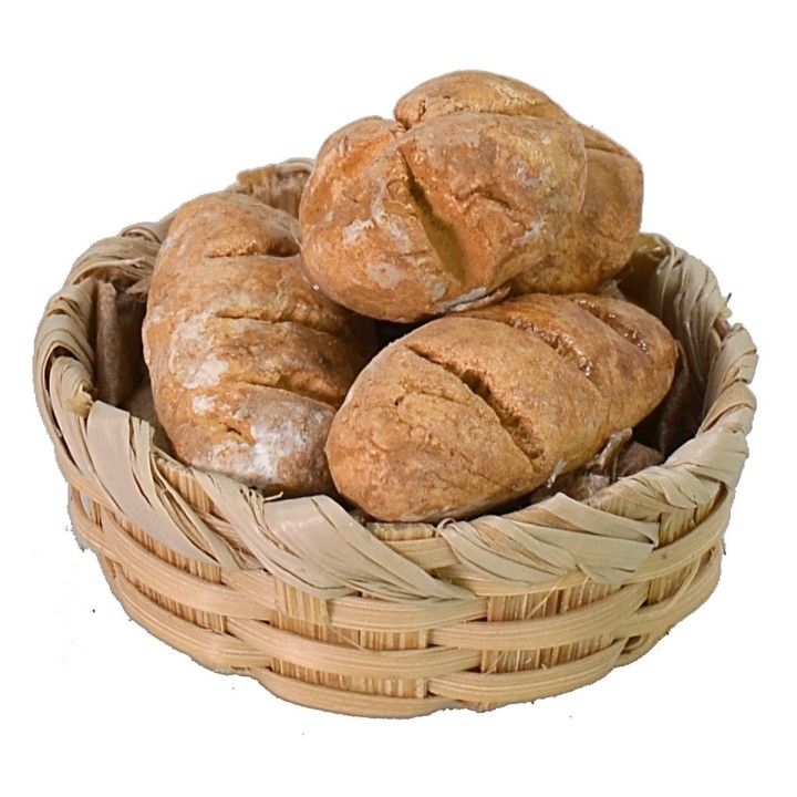 Cesto in vimini con pane ø 3 cm -Articoli per presepe