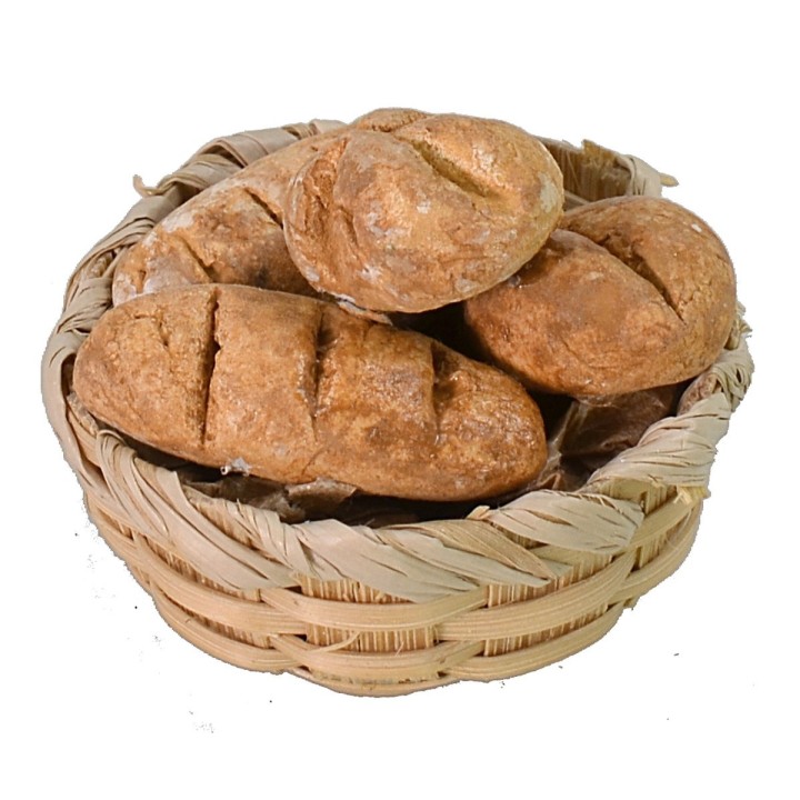 Cesto in vimini con pane ø 3 cm -Articoli per presepe