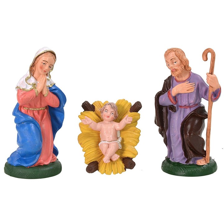 Natividad conjunto 3 piezas serie color 12 cm en pvc