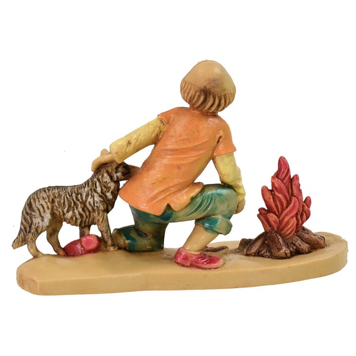 Pastore e cane al fuoco serie lux 12 cm in pvc