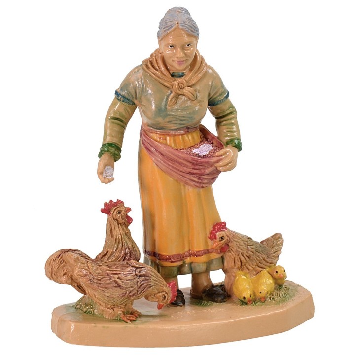 Campesina con gallinas lux 12 cm en pvc
