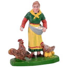 Campesina con gallinas color 12 cm en PVC