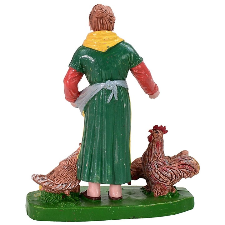 Campesina con gallinas color 12 cm en PVC