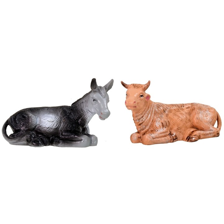 Ox and donkey color series 12 cm in pvc