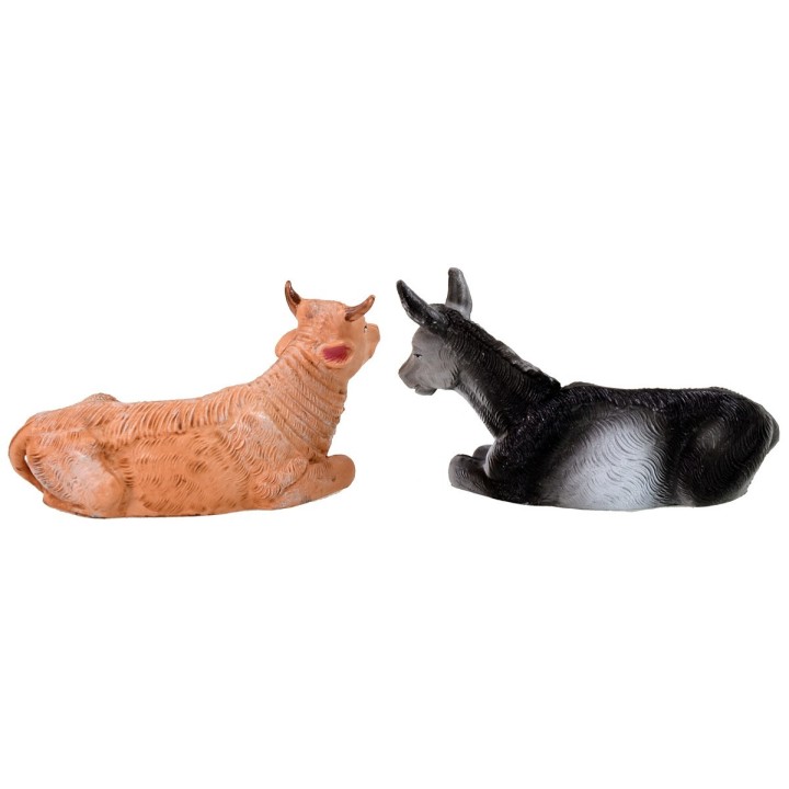 Bue y burro serie color 12 cm en PVC