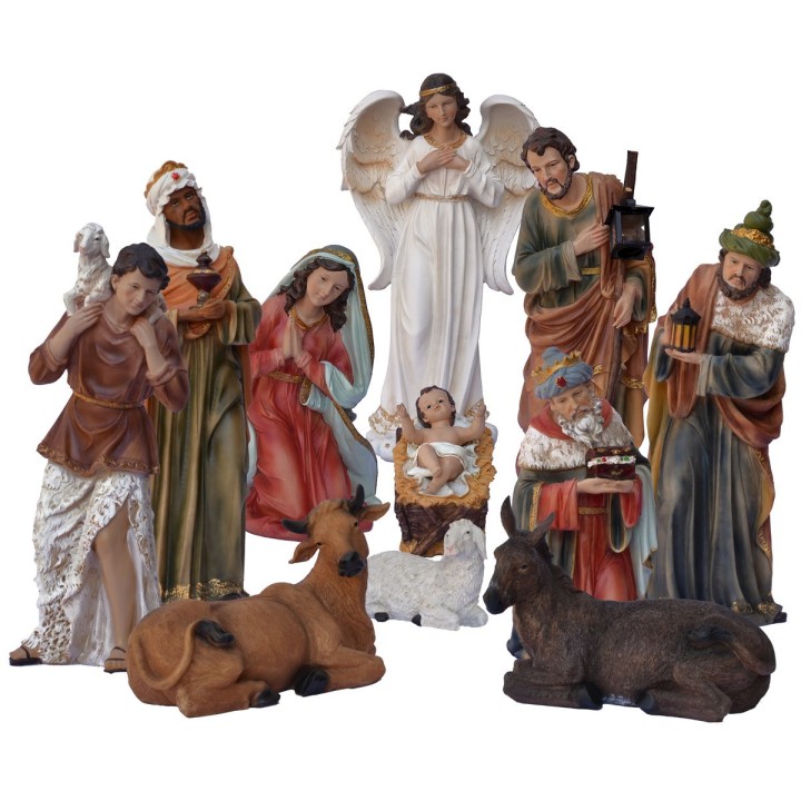 Set of 11 characters with Nativity in resin 60 cm