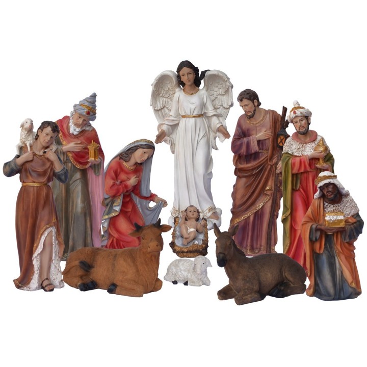Set of 11 statues with Nativity 40 cm in resin