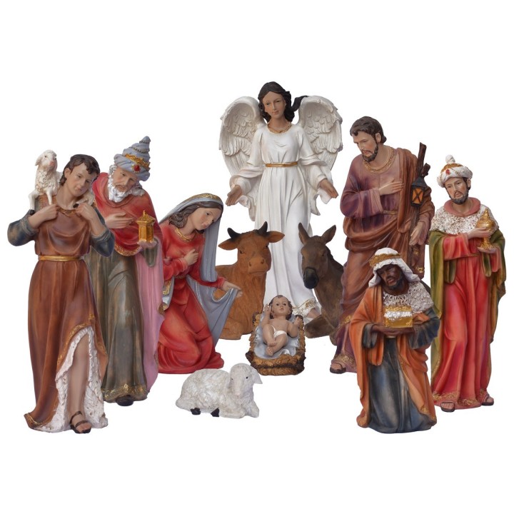 Set of 11 statues with Nativity 40 cm in resin