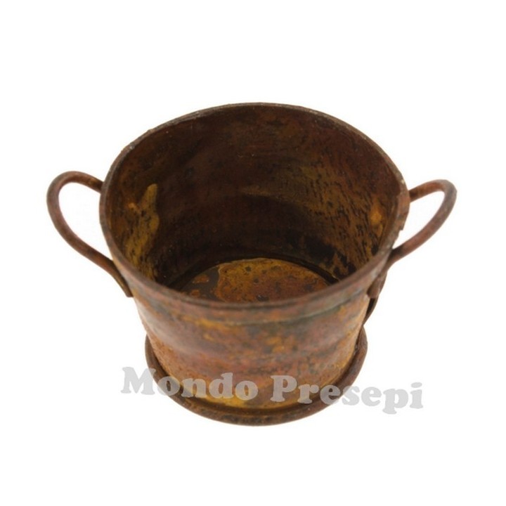 Round antiqued tub 4 cm in metal