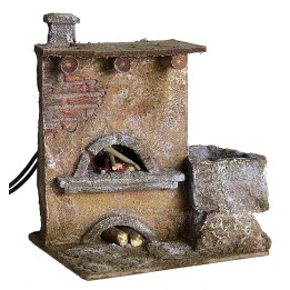 Fire effect oven for Nativity scene cm 12x10x15 h