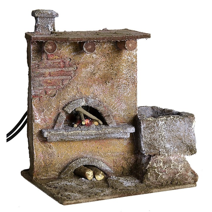 Forno effetto fuoco per Presepe cm 12x10x15 h