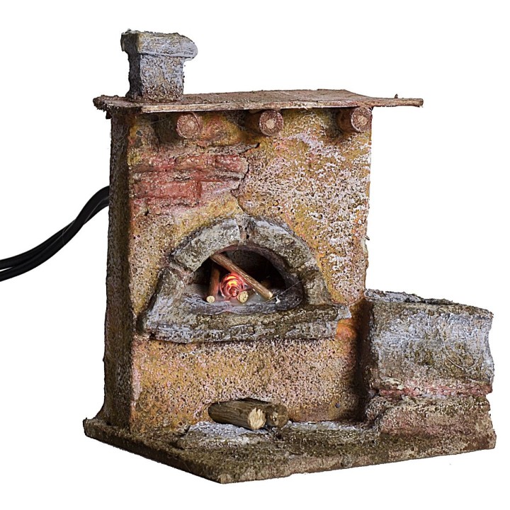 Fire effect oven for Nativity scene cm 7,5x6,5x9,5 h