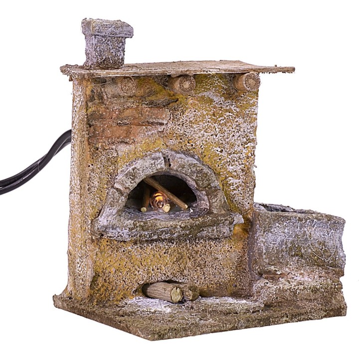 Fire effect oven for Nativity scene cm 7,5x6,5x9,5 h