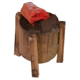 Ceppo macellaio in legno con carne h. 
