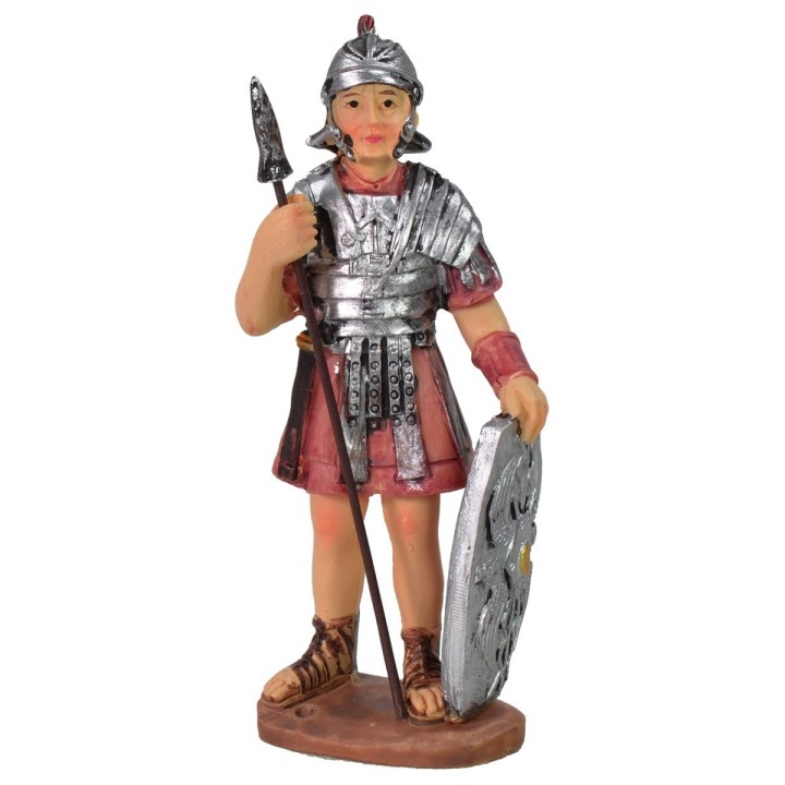 Roman soldier with spear and shield cm 9 in resin