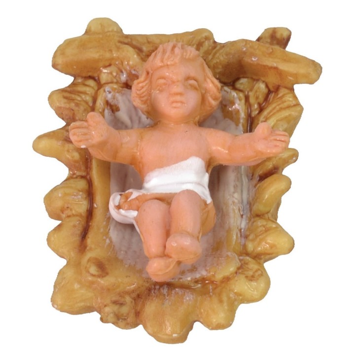Gesù Bambino con culla cm 2x2,7 in pvc