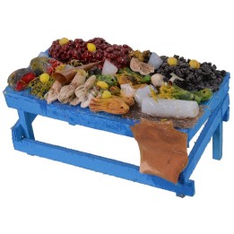 Banco azul con pescado cm 15x8x8 h