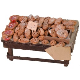 Banco con pane e pizze cm 12x7x6 h